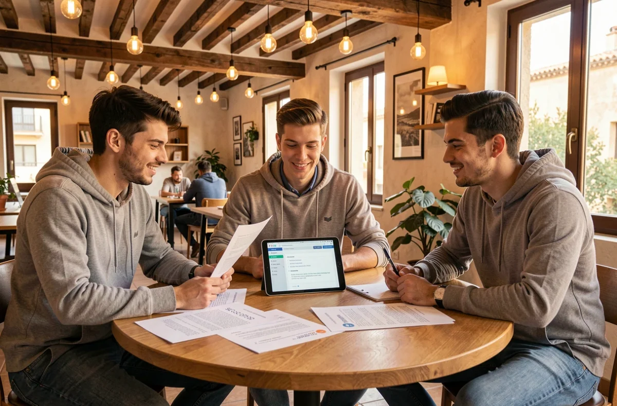 Équipe de l'agence Jloo réunie autour d'une table pour analyser des rapports SEO et des audits de sites web