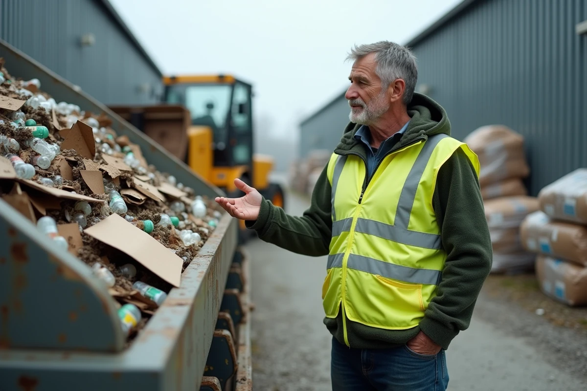 Agent de tri des déchets recyclables dans un centre de valorisation des matériaux