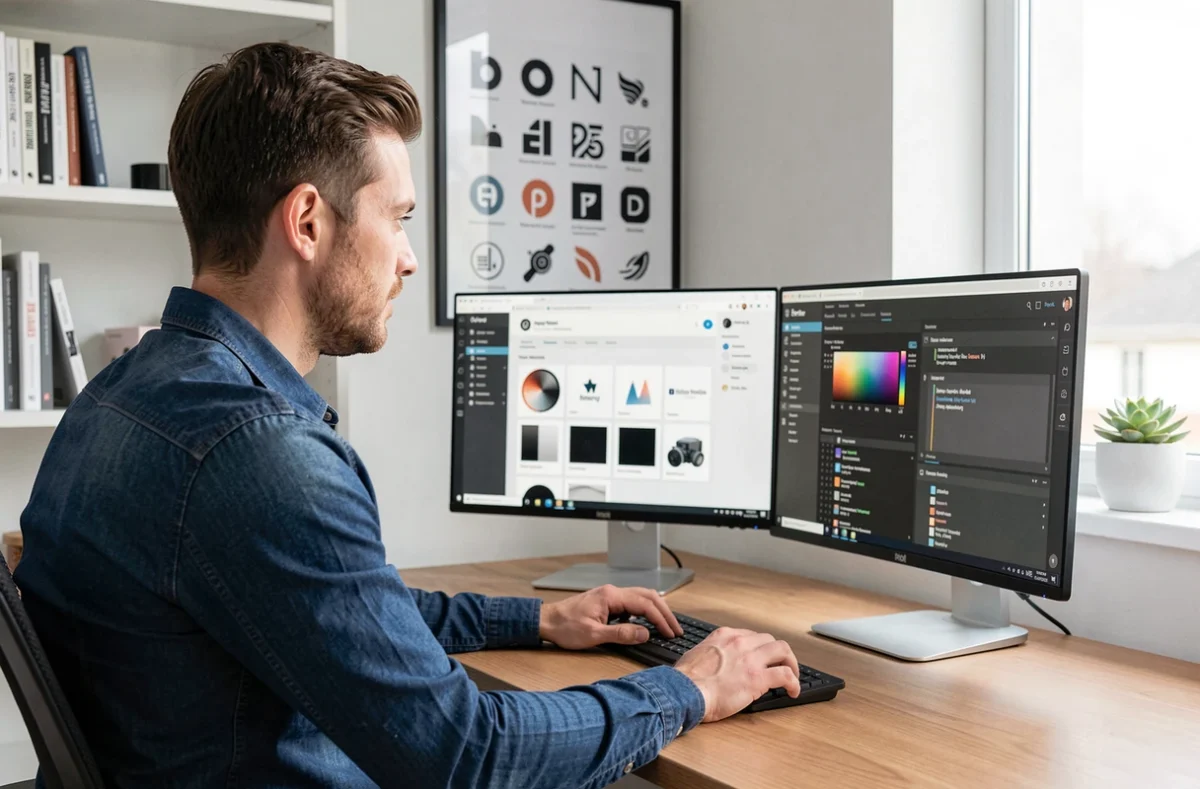 Développeur web d'Arkin Studio travaillant sur le développement web et l'identité numérique d'une marque