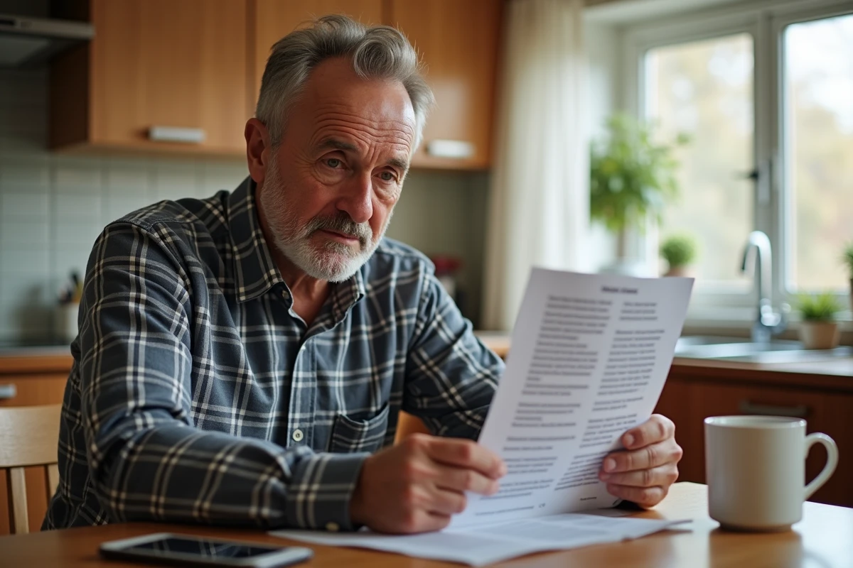 Employé lisant chez lui un document officiel sur ses nouveaux droits aux congés payés